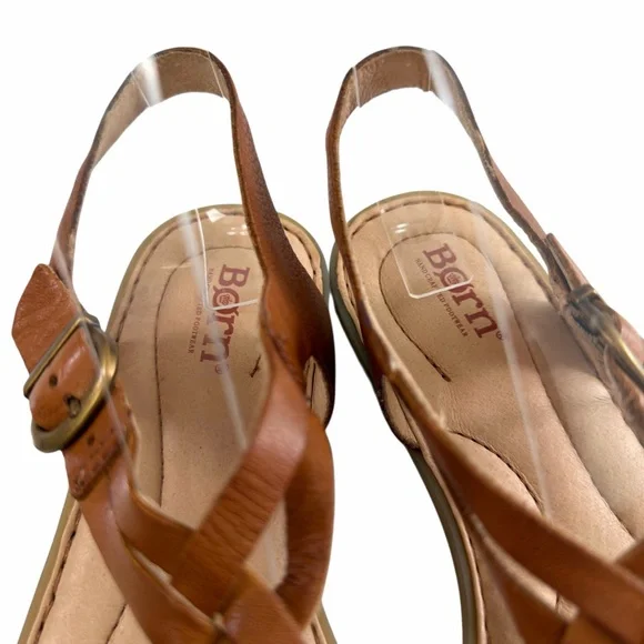 Born Lake Braided Leather Thong Strap Flat Sandals in Cognac Size 8M - Picture 10 of 16